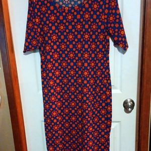Lularoe Julia Floral Patterned Dress - Blue and Red